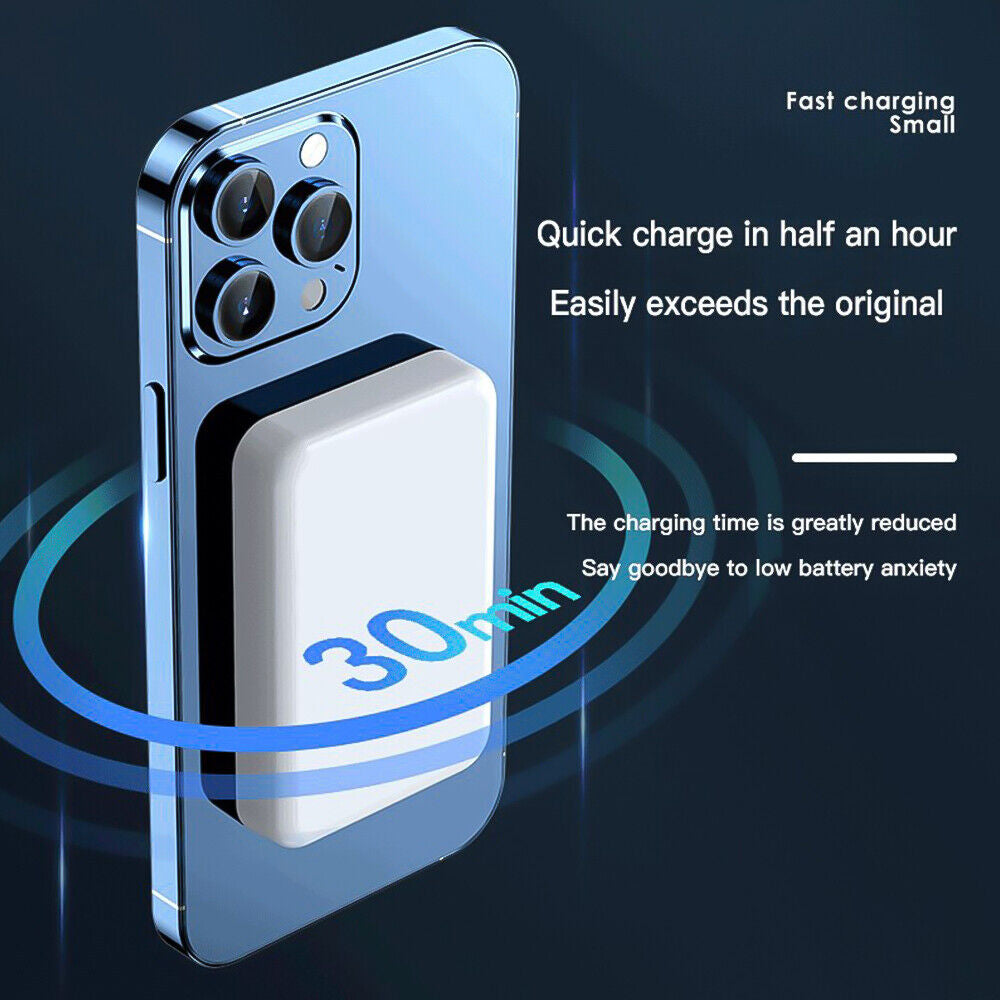 Sleek 20000mAh magnetic power bank with fast wireless charging for iPhone 14/13/12