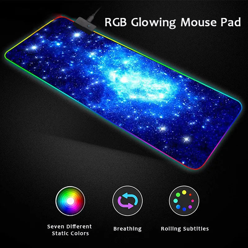 Large Gaming Rgb Mouse Pad Colorful Oversized LED Glowing Mousepad 900X400Mm Luminous Keyboard Mat RGB for Game League of Legend