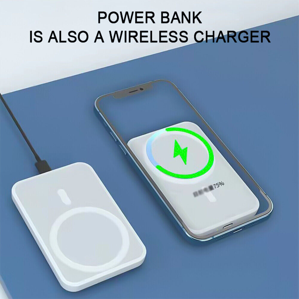 Powerful 20000mAh magnetic battery pack with wireless charging for iPhone 14/13/12