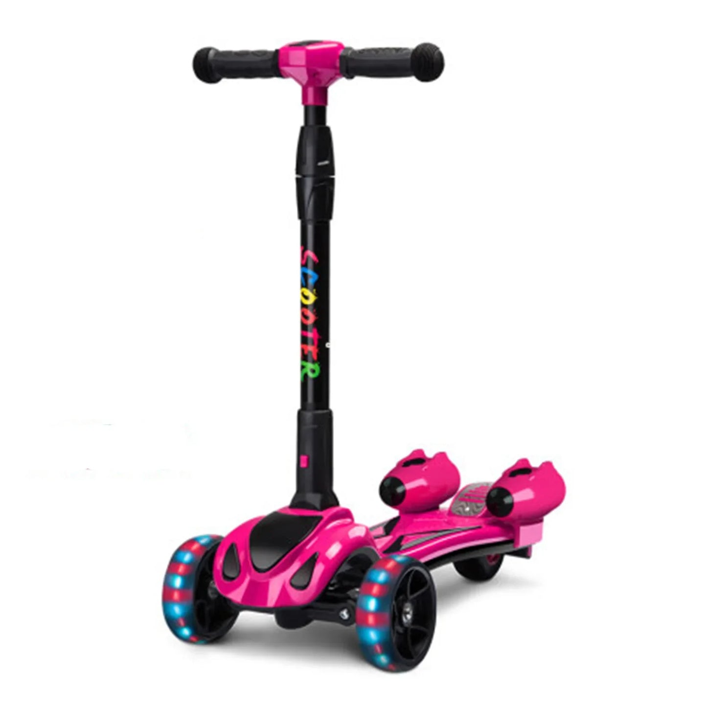 Folding Adjustable Kick Scooters for Kids, 3 Wheel Electric Light Spray, Children's Foot Scooters, High Quality