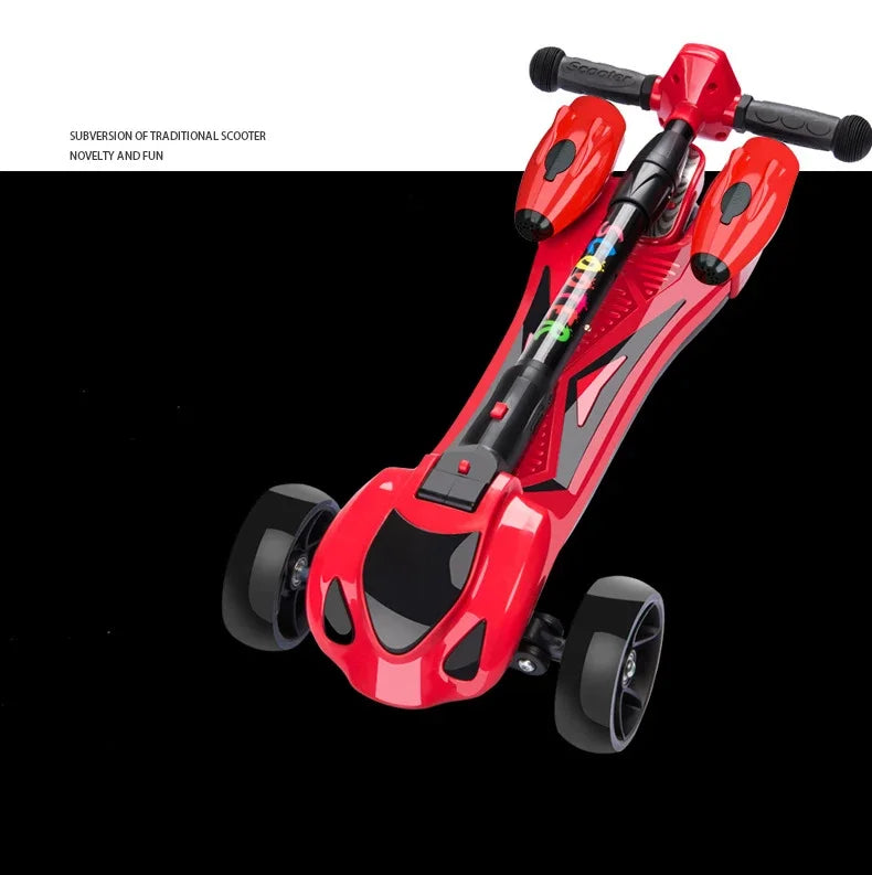 Folding Adjustable Kick Scooters for Kids, 3 Wheel Electric Light Spray, Children's Foot Scooters, High Quality