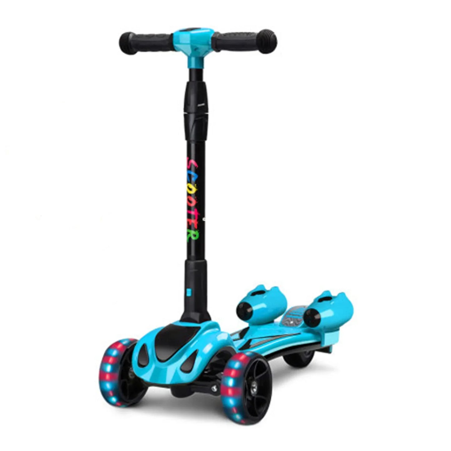 Folding Adjustable Kick Scooters for Kids, 3 Wheel Electric Light Spray, Children's Foot Scooters, High Quality